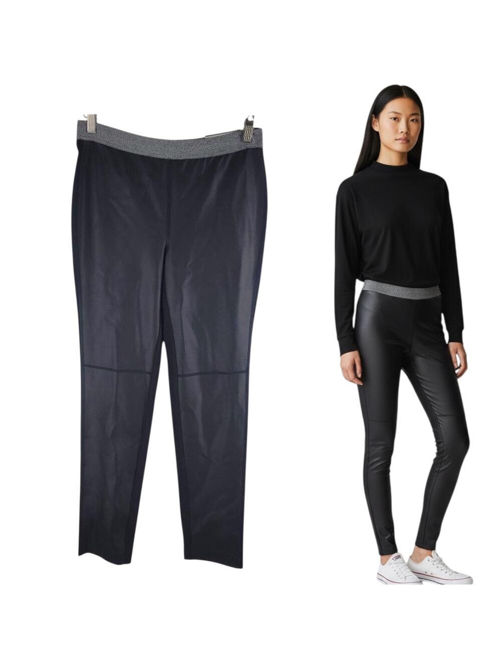 NEW Chicos Coated Leggings Faux Leather Ankle Straight Leg Size XS